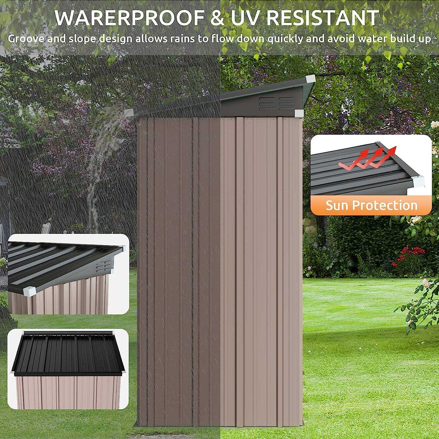 Aoxun 5 x 3 ft Utility Mini Metal Shed without Base, Tool Storage Lean-to Shed with Air Vent and Lockable Door