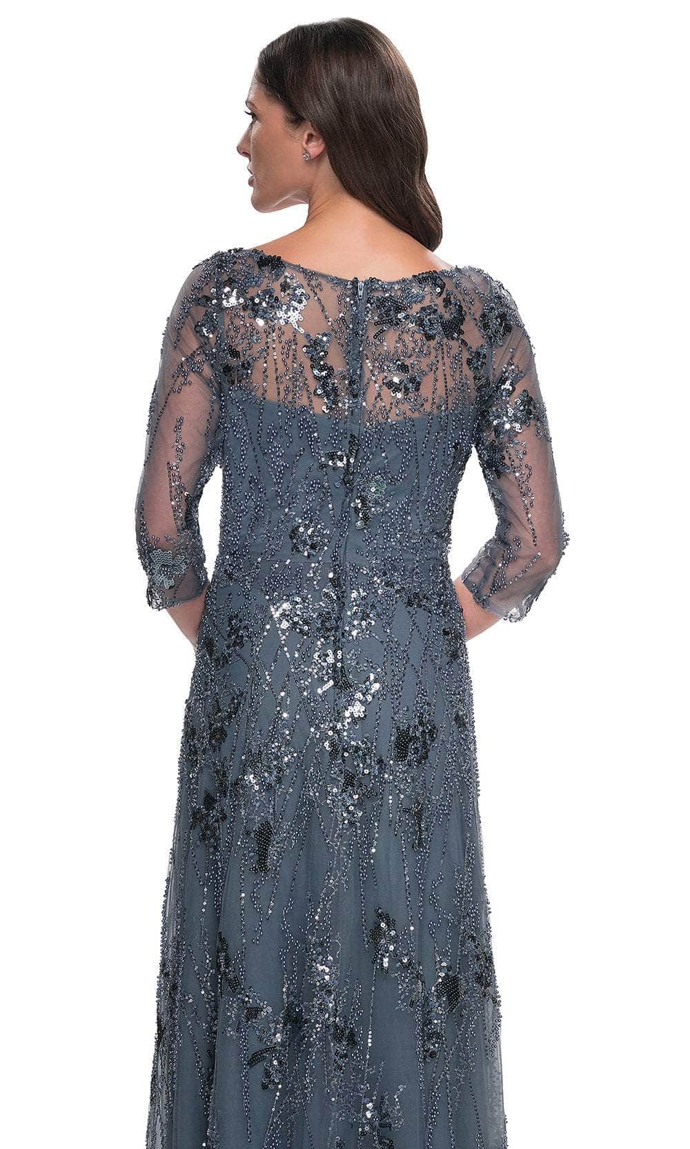 Rhinestone Ornate Bateau Formal Gown