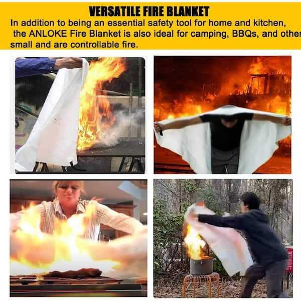 Etokfoks Fiberglass Emergency Fire Blankets for Home and Kitchen 47 in. x 47 in. Retardant Fabric