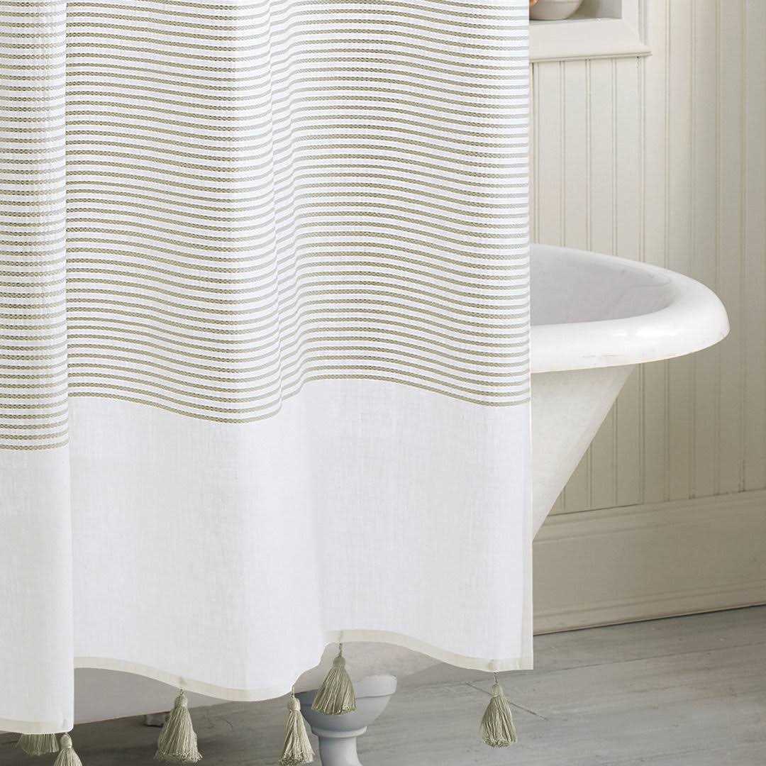 Wrought Studio™ Campanella 100% Cotton Striped Single Shower Curtain