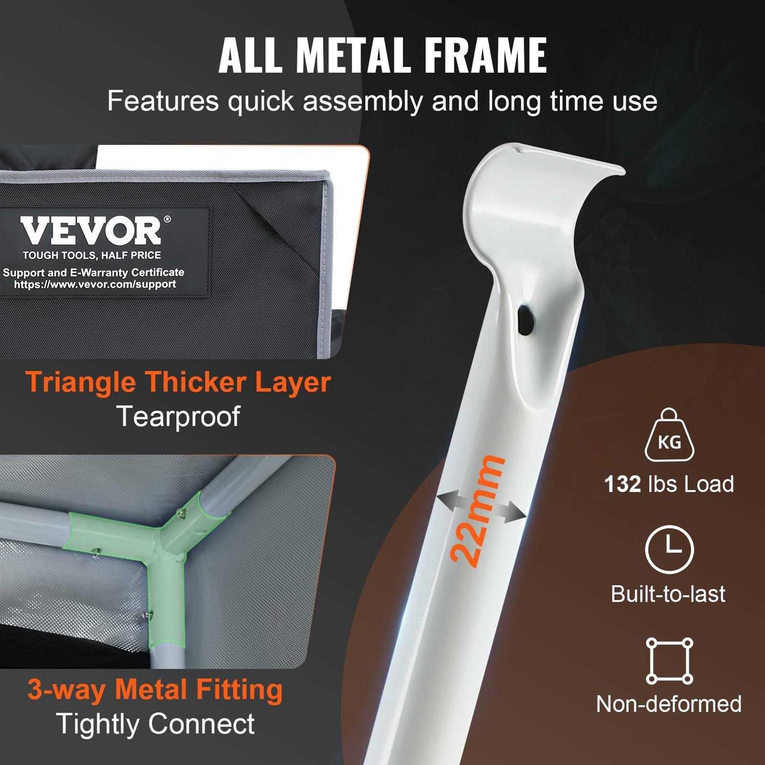 VEVOR Grow Tent High Reflective 2000D Mylar Hydroponic Growing Tent with Observation Window, Tool Bag and Floor Tray