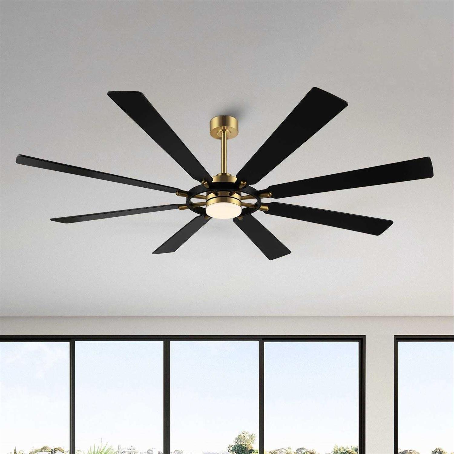 WINGBO 8 Blades LED Indoor Black and Ceiling Fan with Remote