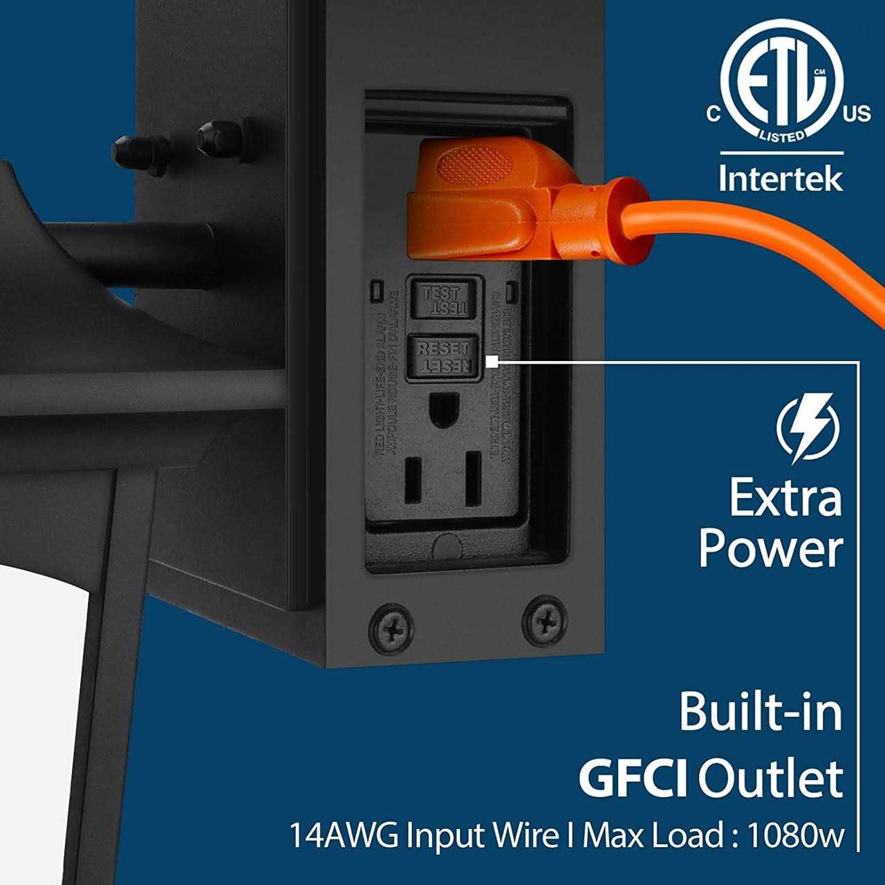 Vdkk Outdoor Lights with Outlet 3 Lighting Modes Motion Sensor Porch Light