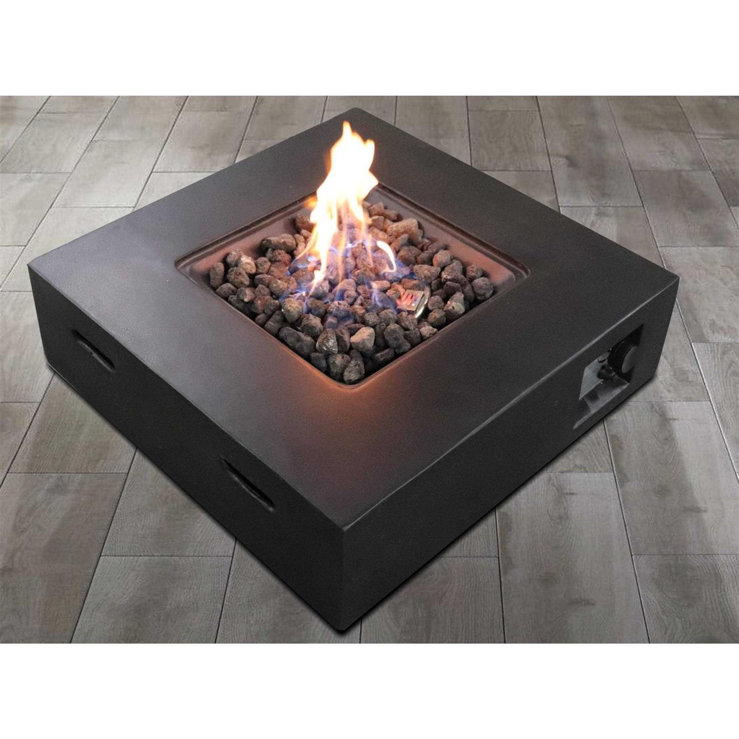 Living Source International Santiago 30 Square Fire Pit with Protective Lid