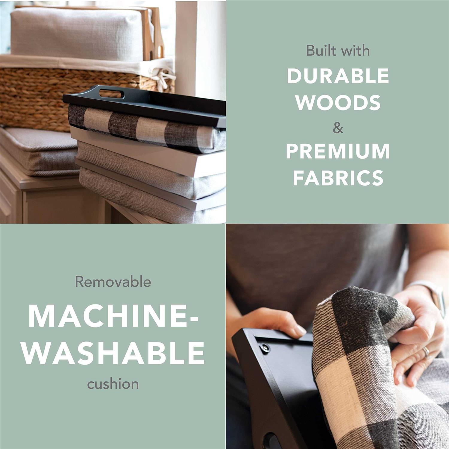 Rossie Home Wood Lap Tray with Detachable Pillow