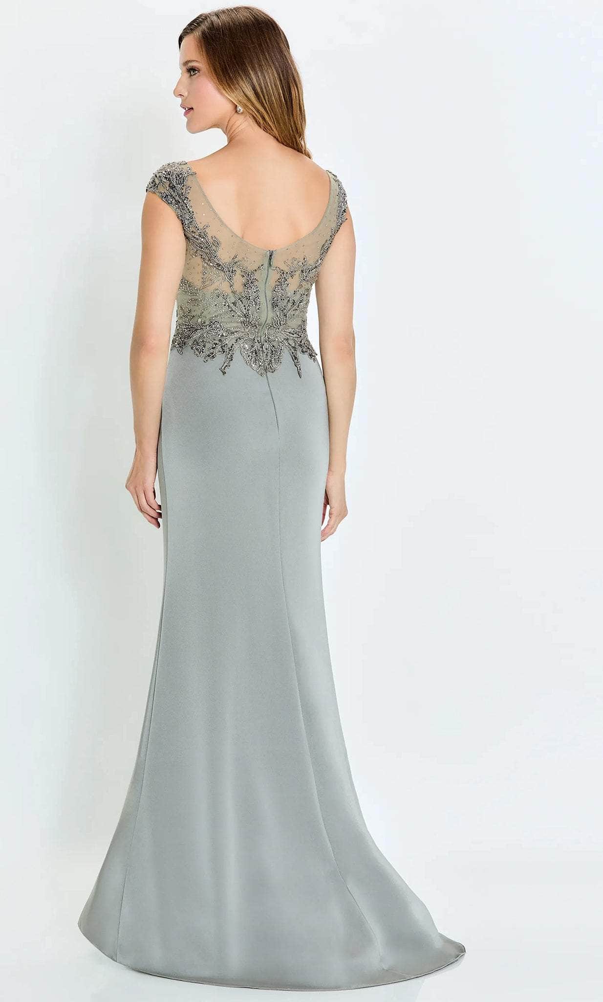 Cap Sleeve Evening Gown with Slit