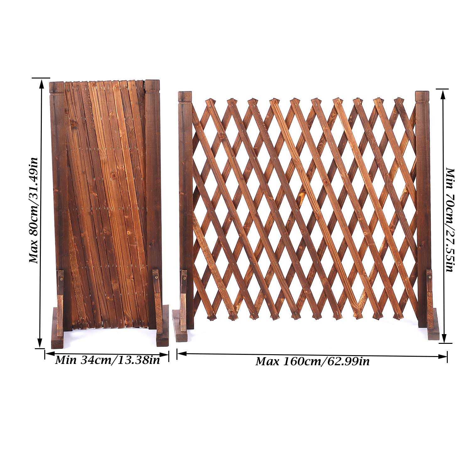 tonchean 2 pack expandable wood garden fence retractable garden trellis fence plant screen freestanding expanding patio fence
