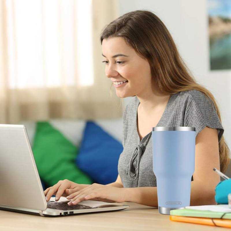 30oz Tumbler Stainless Steel Double Wall Vacuum Insulated Mug with Straw and Lid, Cleaning Brush for Cold and Hot Beverages