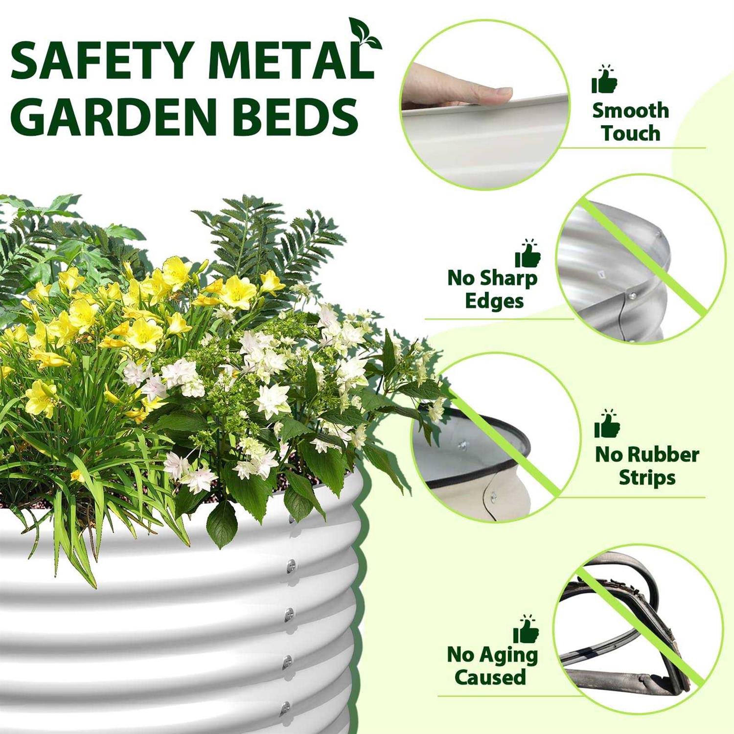 A ANLEOLIFE 2-Pack 4ft x 18A Tall Round galvanized Raised Garden Bed