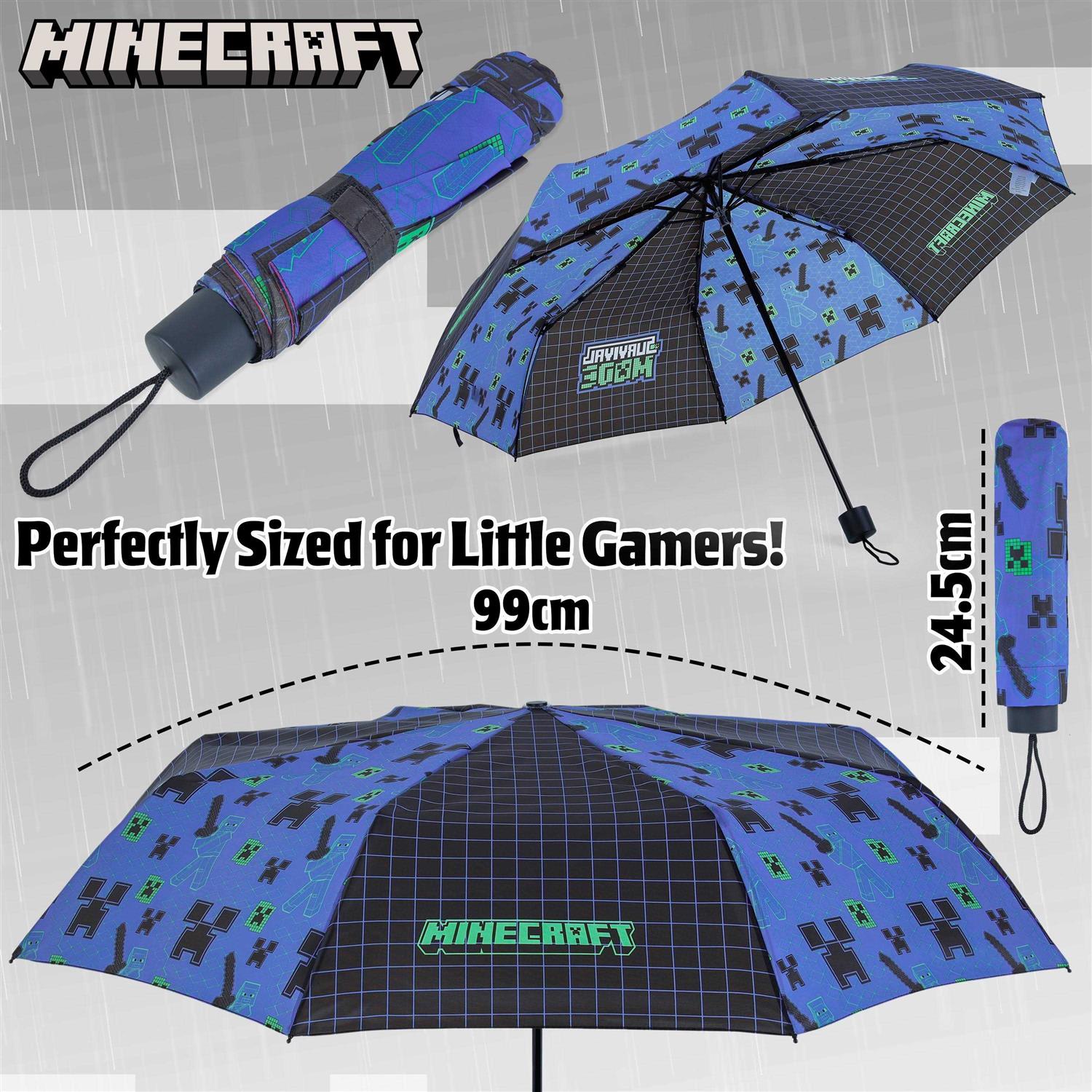 Minecraft Umbrella Kids Clear Dome Folding Umbrella Boys and Girls Travel Telescopic Stick Umbrella Windproof Strong Transparent See Through