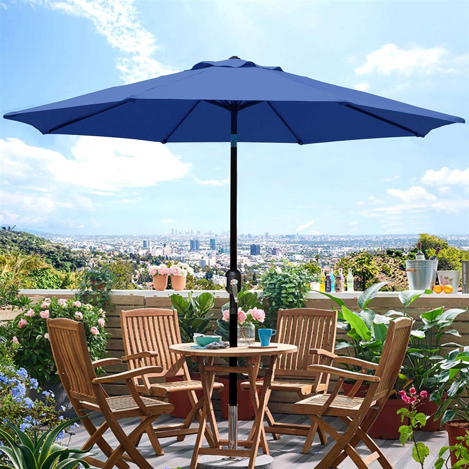 Blissun 9′ Outdoor Market Patio Umbrella with Push Button Tilt and Crank