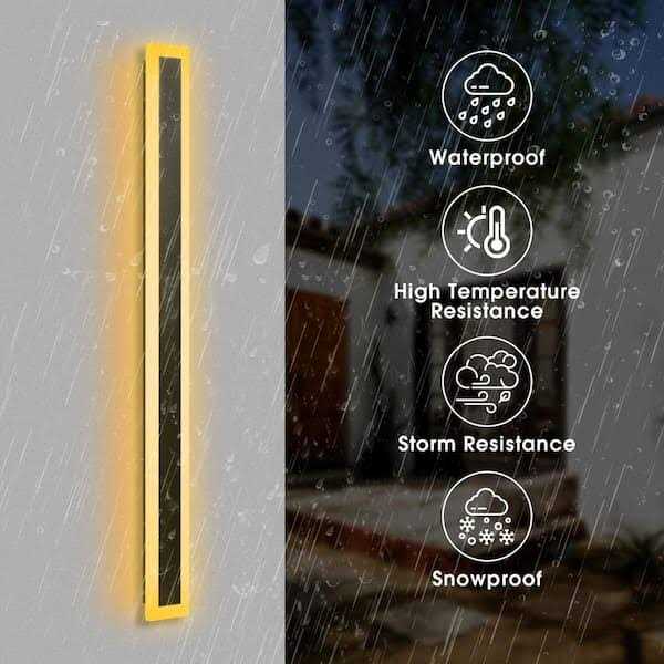 YANSUN 1-Light Black Modern Integrated LED Outdoor Wall Light Waterproof Porch Light Wall Lantern Sconce for Garden