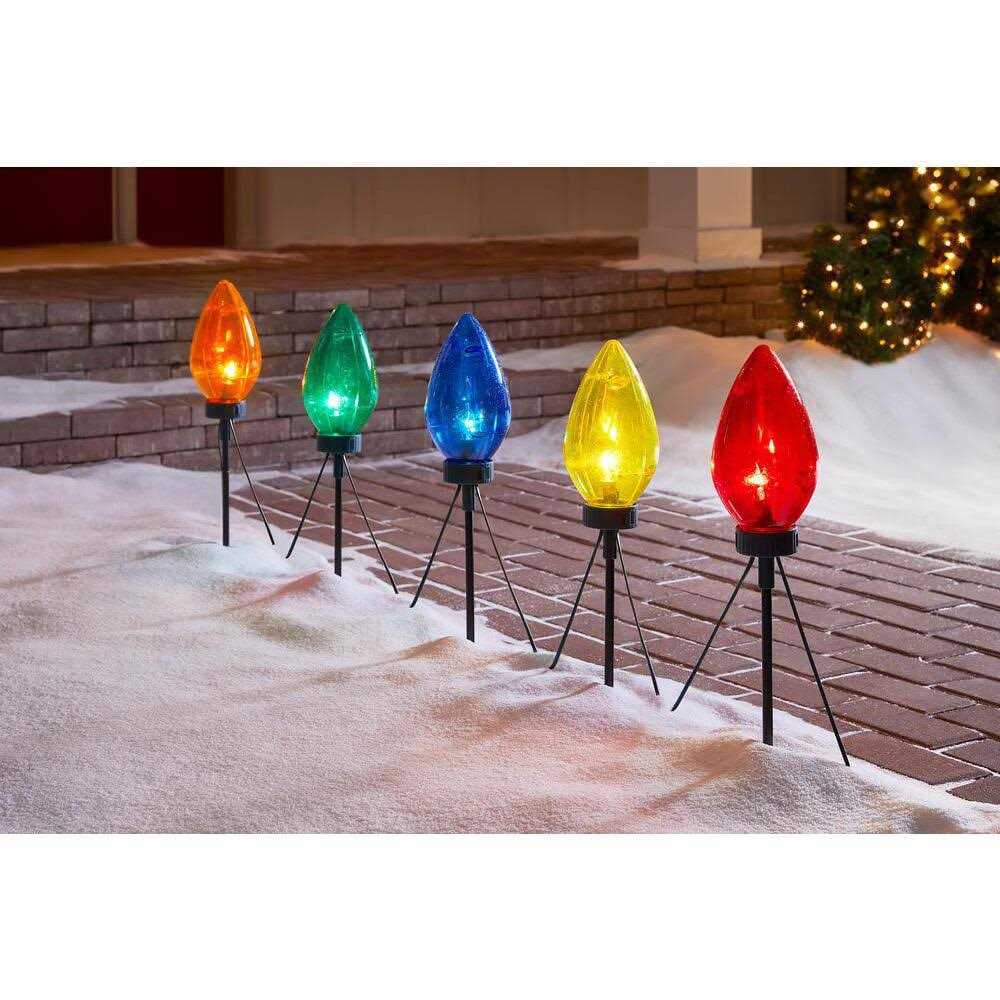 20 in. Multi-Colored Giant C7 LED Pathway Lights Home Accents Holiday