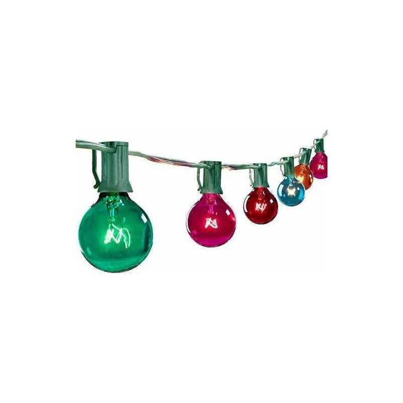Brightown G40 Christmas Lights Colored String Lights Outdoor 25ft with 25 Transparent Multicolor Globe Bulbs