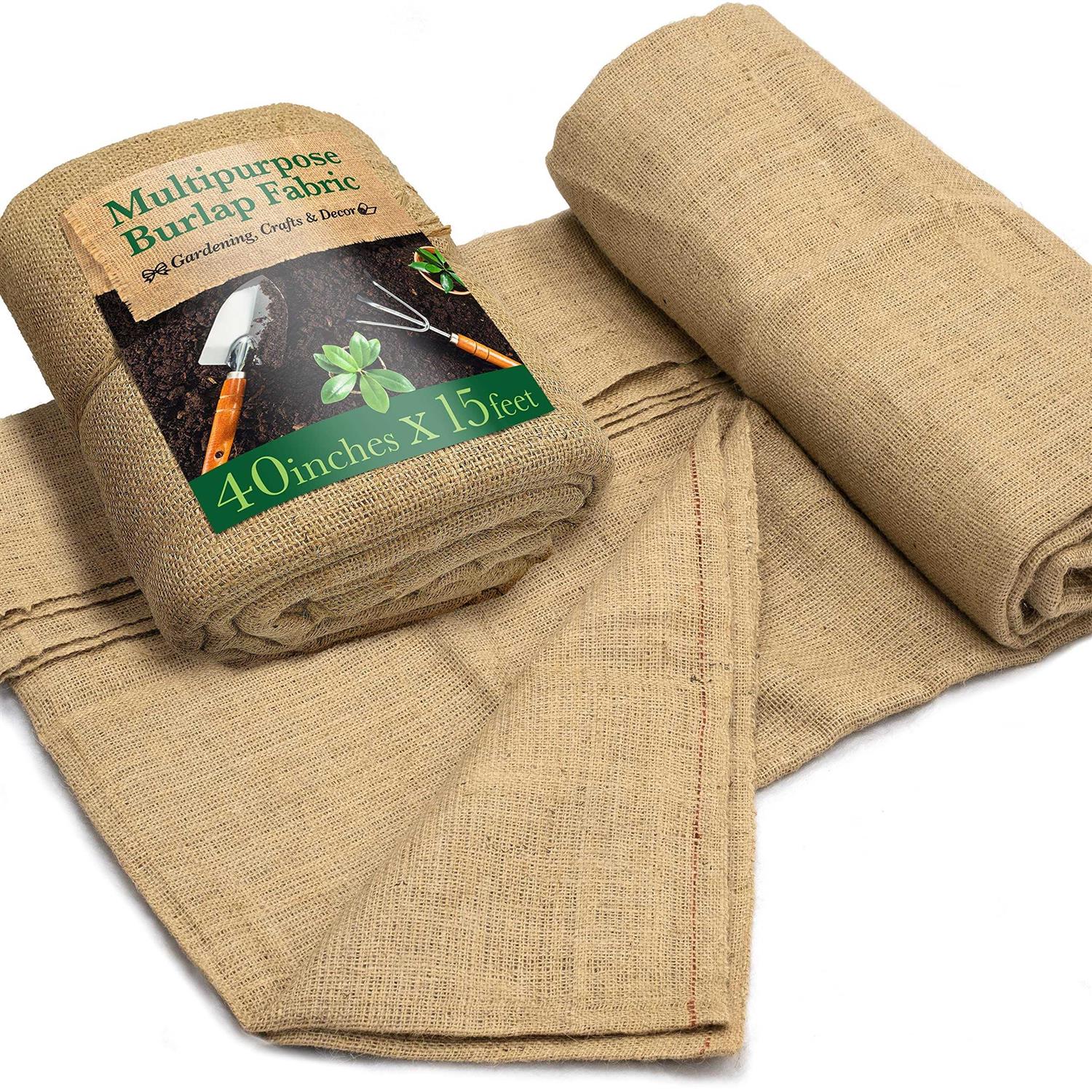 Burloptuous 40×15 Feet Gardening Burlap Roll Multipurpose Natural Burlap Fabric