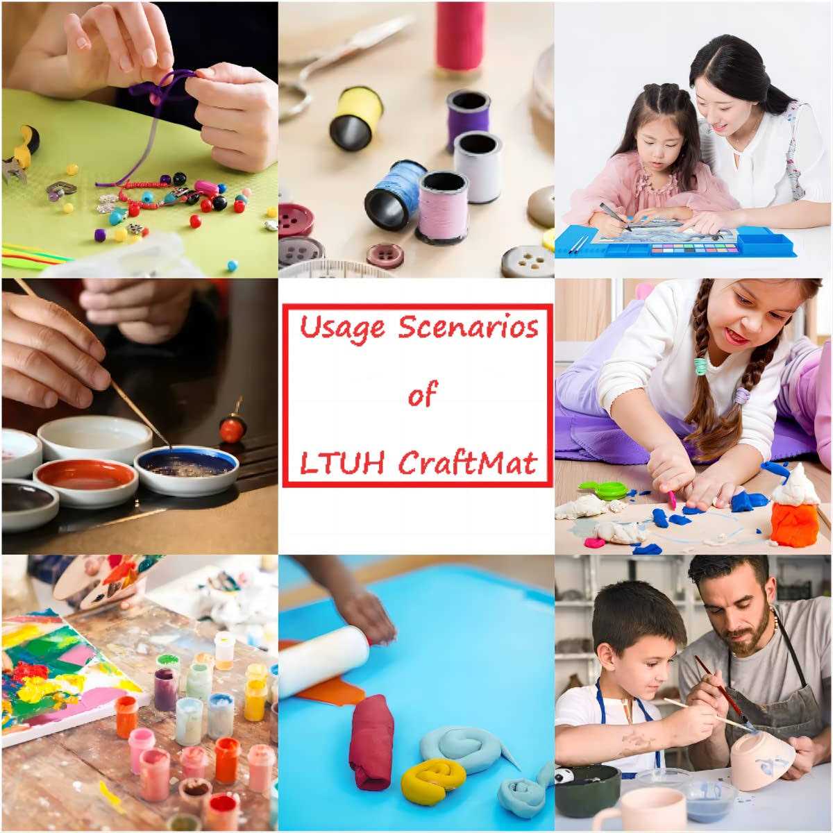 Extra Large 24 x 16 Silicone Craft Mat with Cup,Palette Squares&Cleaning Silicone Painting Mat for Crafts