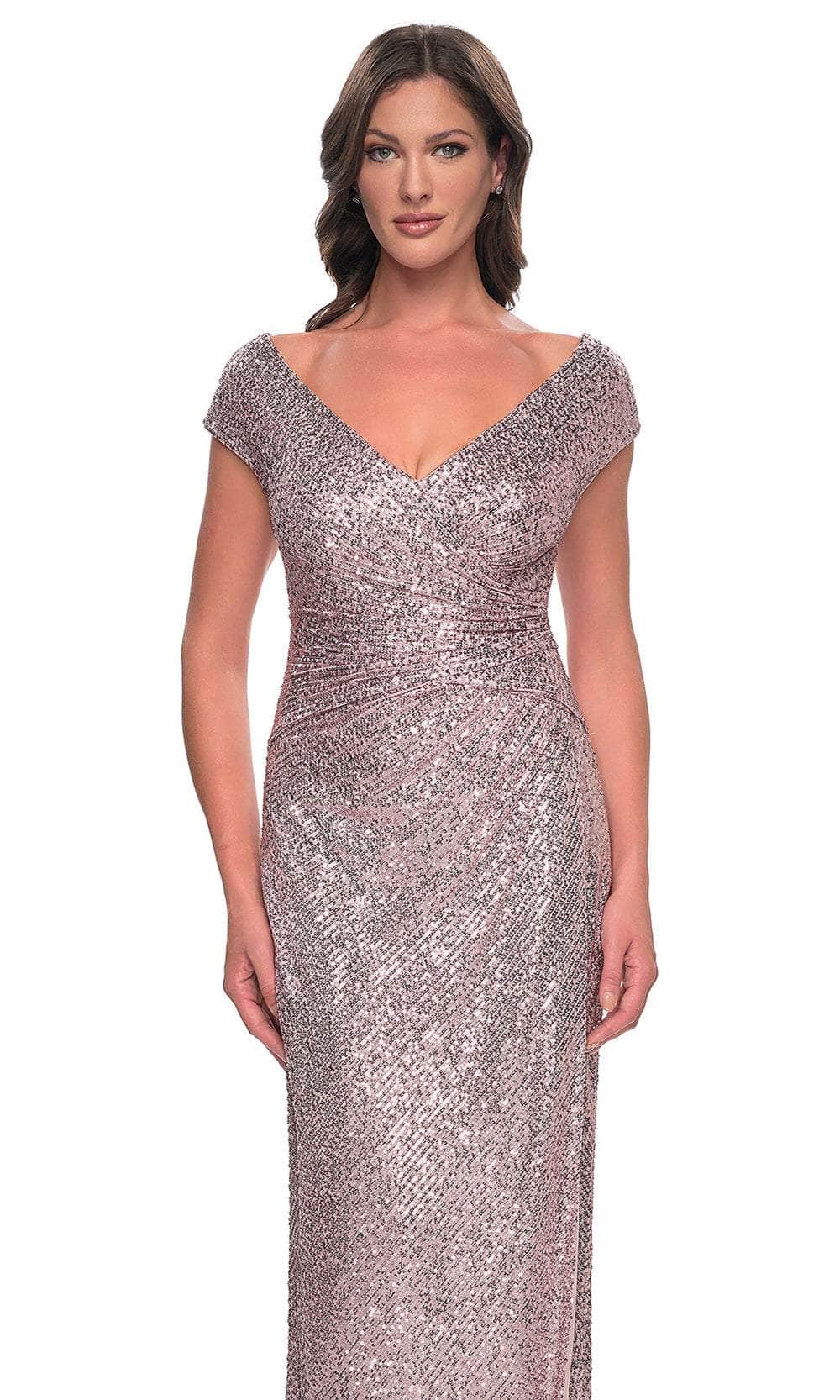 Ruched Sequin Evening Dress