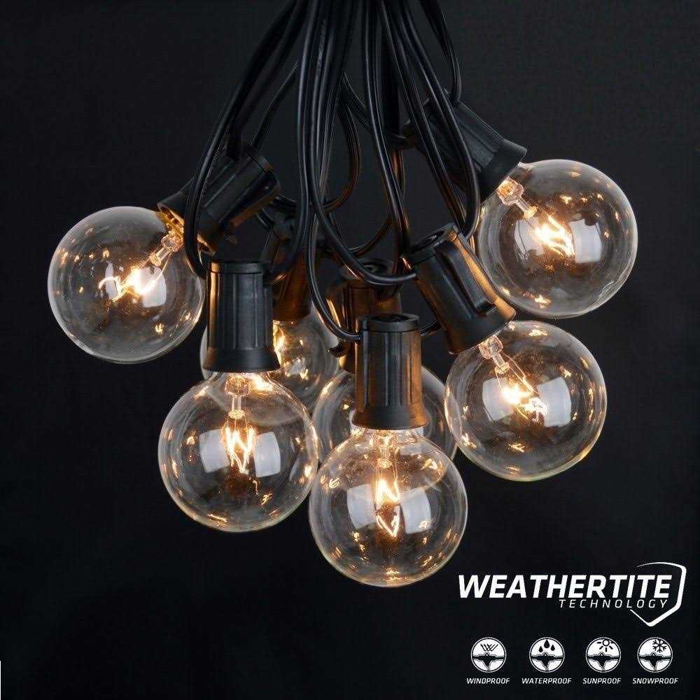 2-Pack Lemontec String Lights 25FT Vintage Backyard Patio String Light with 25 Clear Globe Bulbs-UL Listed for Indoor/Outdoor Use Globe Light Tents