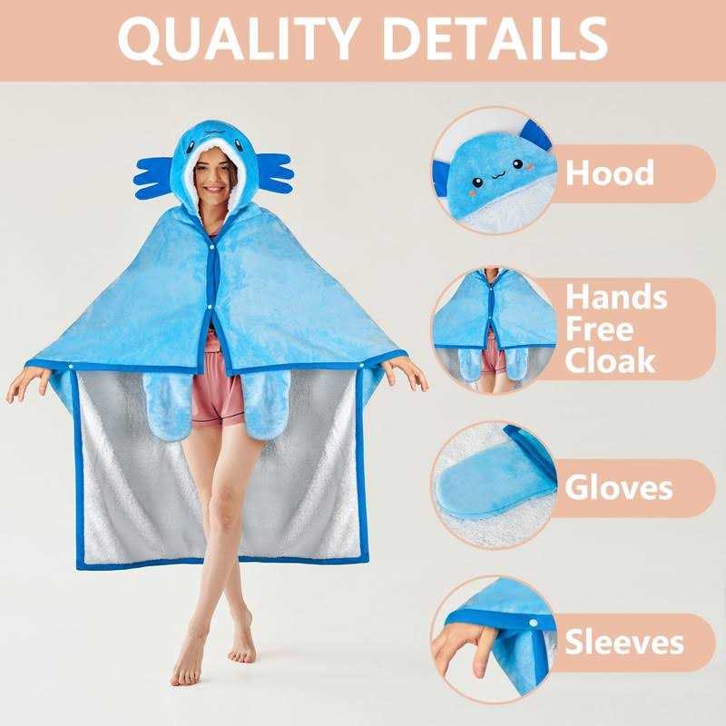 Wearable Hooded Blanket For Adults Super Soft Warm Cozy Plush