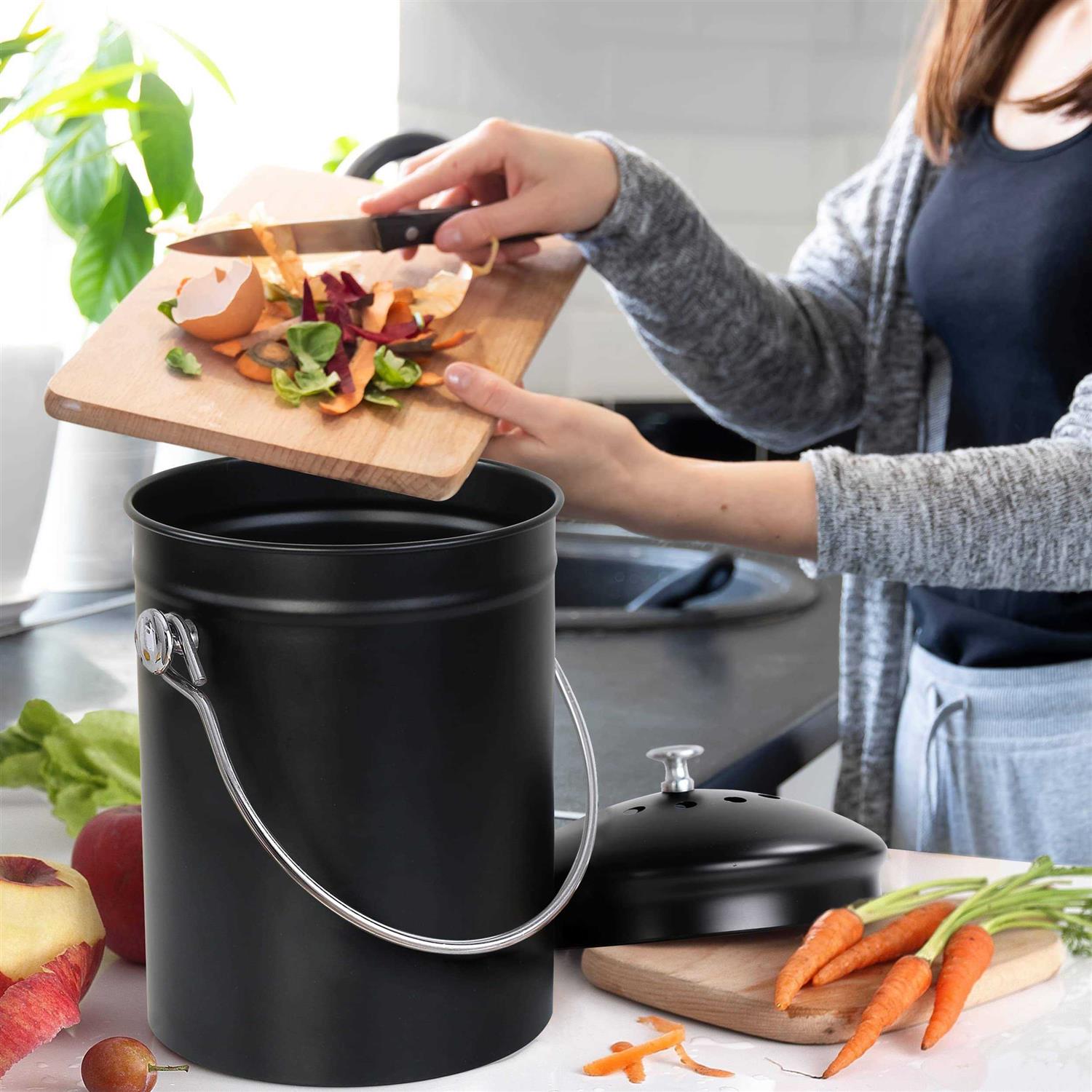 Utopia Kitchen Compost Bin for Kitchen Countertop 1.3 Gallon Compost Bucket for Kitchen with Lid