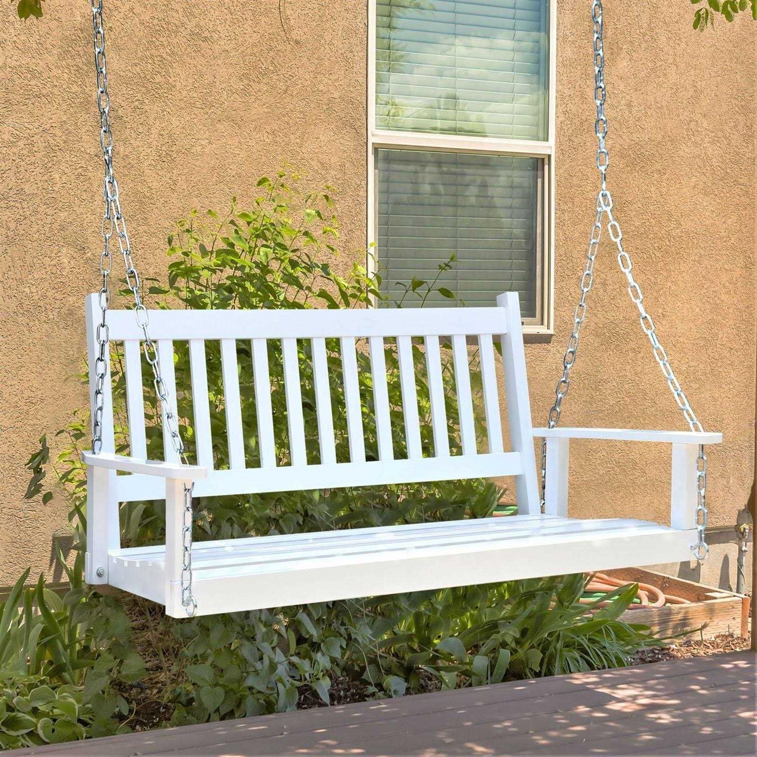 Veikous Outdoor Wood Porch Swing with Chains