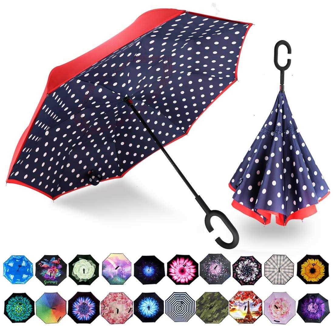 Mrtlloa Windproof Inverted Reverse Umbrella with Uv Protection