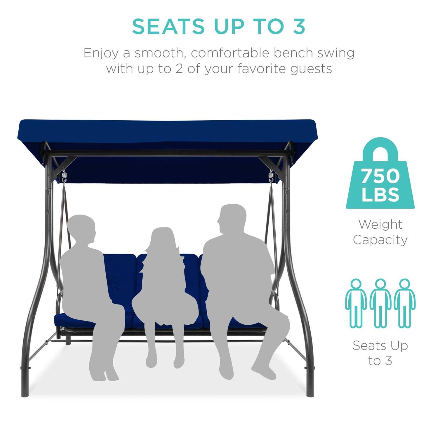 Best Choice Products 3-Seat Converting Outdoor Patio Canopy Swing Hammock