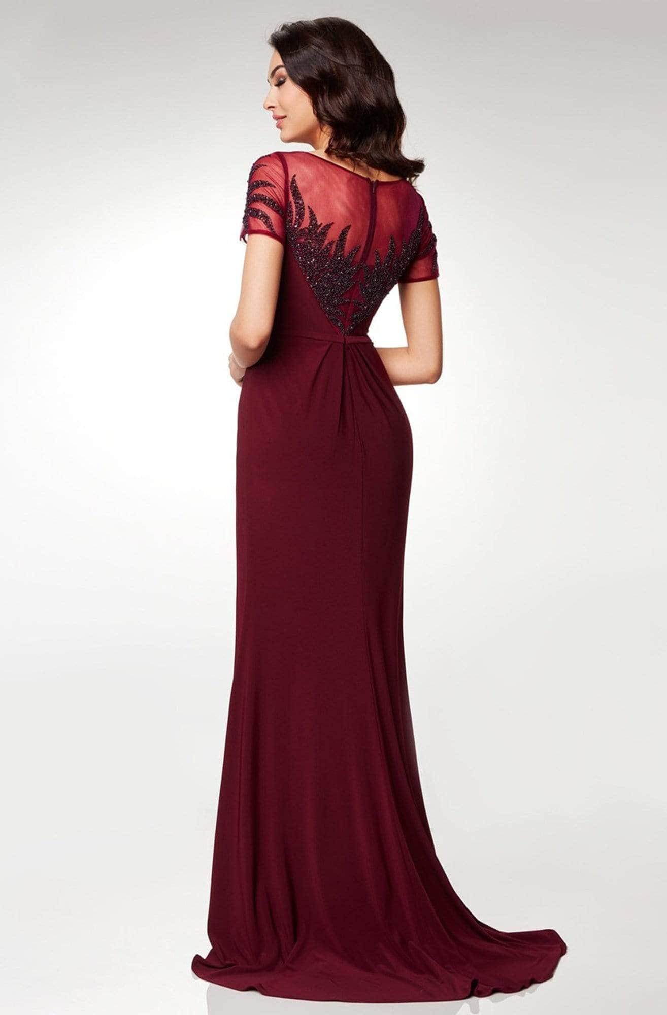 M6532Gleaming Embellished Short Sleeve Evening Gown