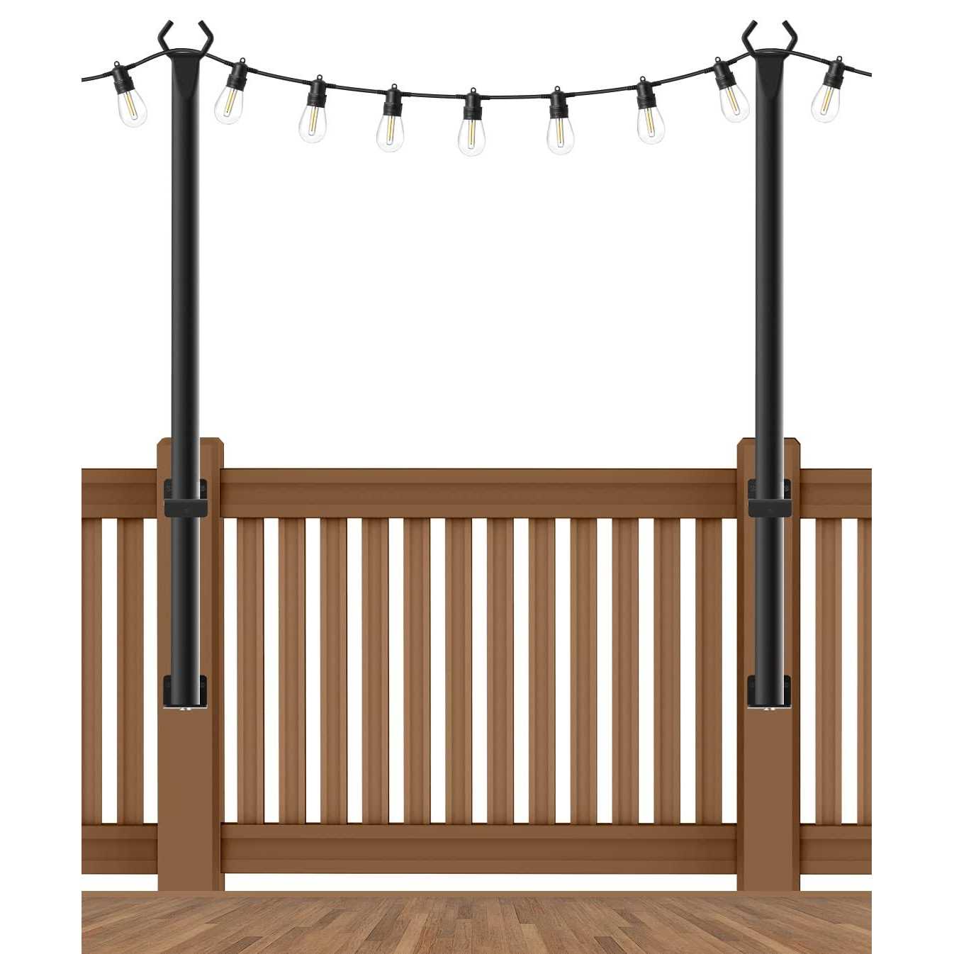 beizelte 2 pack 4 ft string light poles,hanging light poles for outside string lights,with fixing clips and suspended base,fr