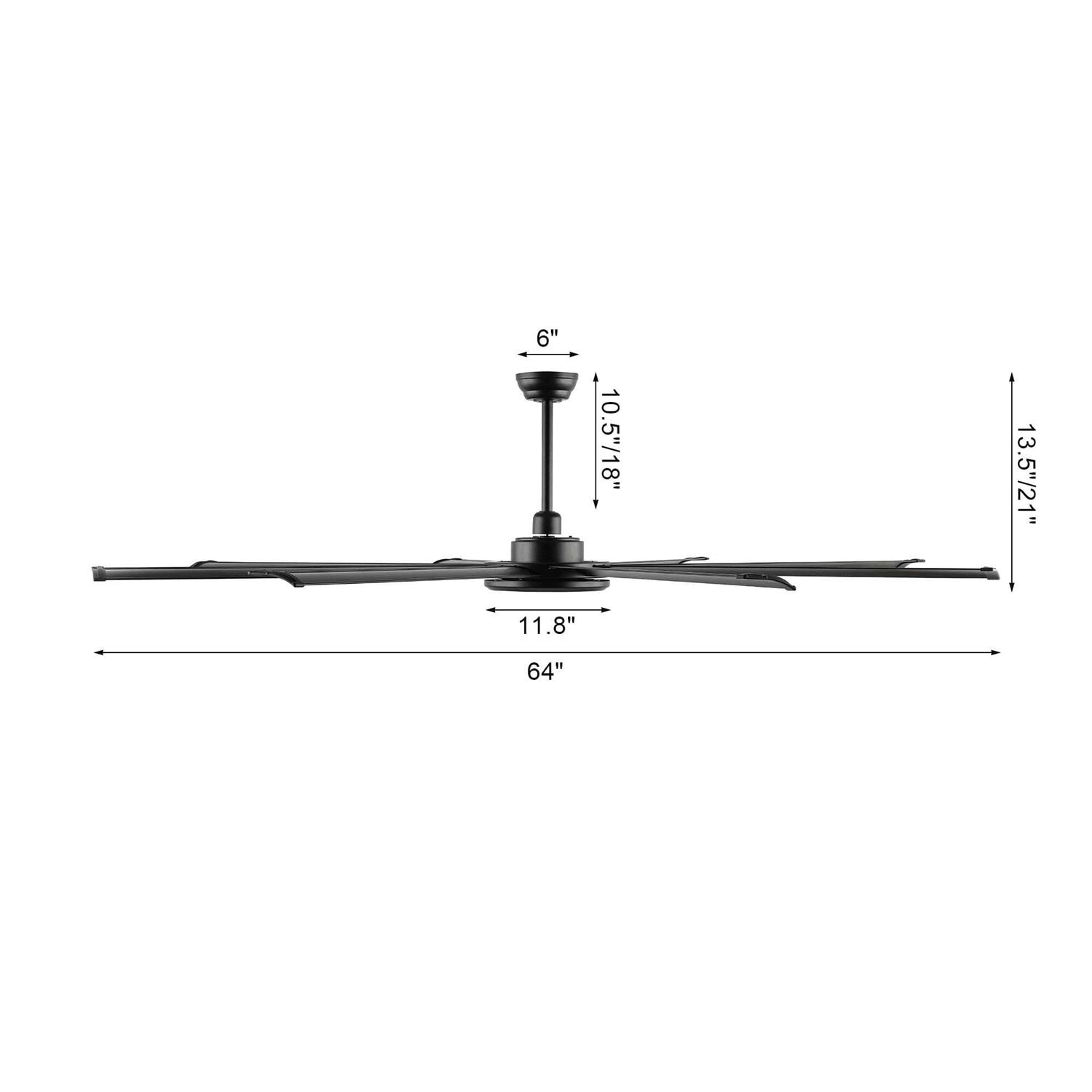Wingbo 64 and 80 and 96 Ceiling Fan with Lights and Remote Control