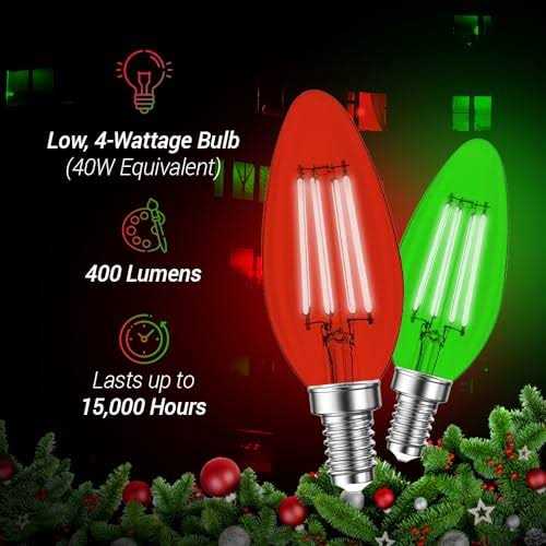 Bluex Bulbs 4 pack filament E12 Candelabra led christmas light Bulbs
