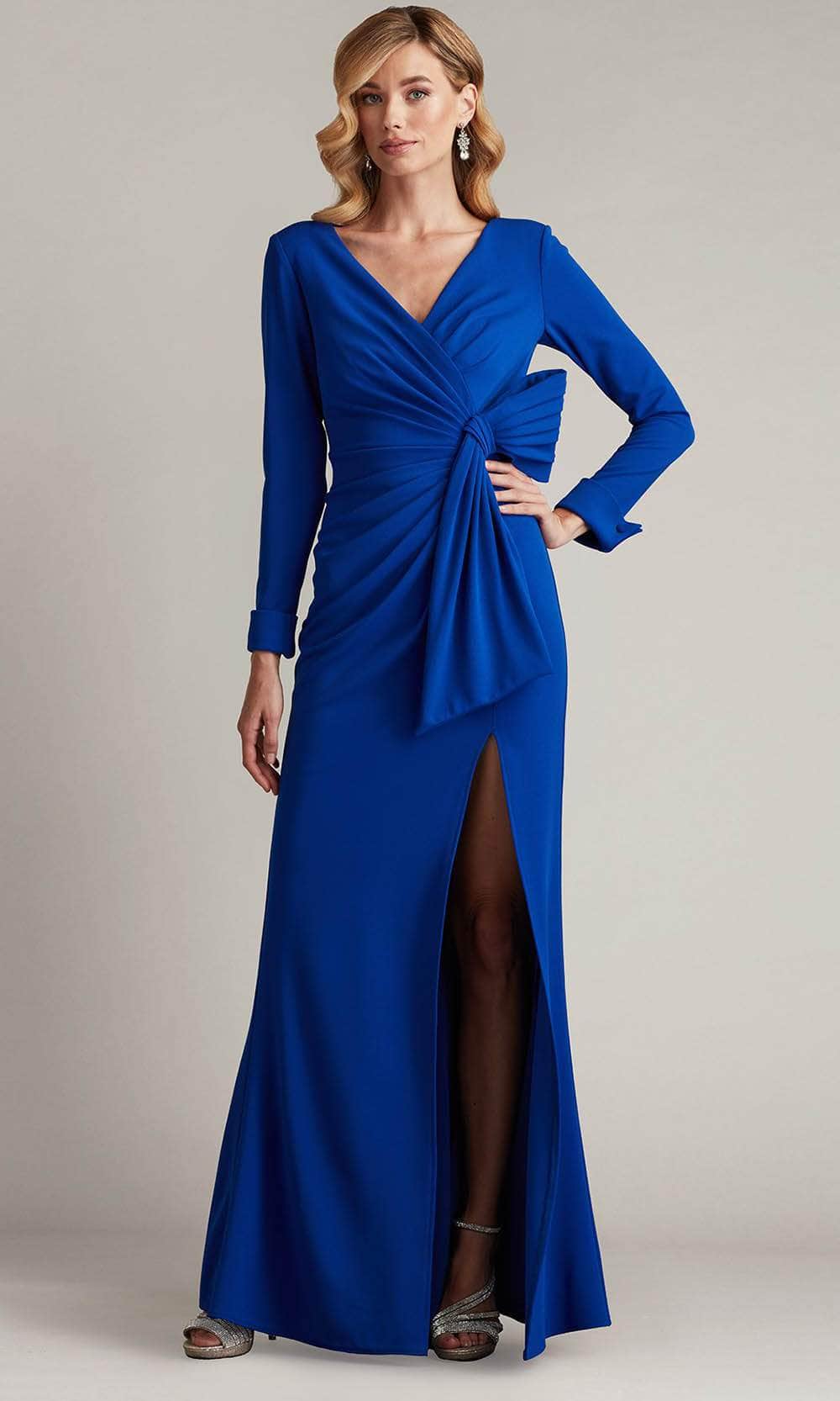 Draped V-Neck Evening Gown