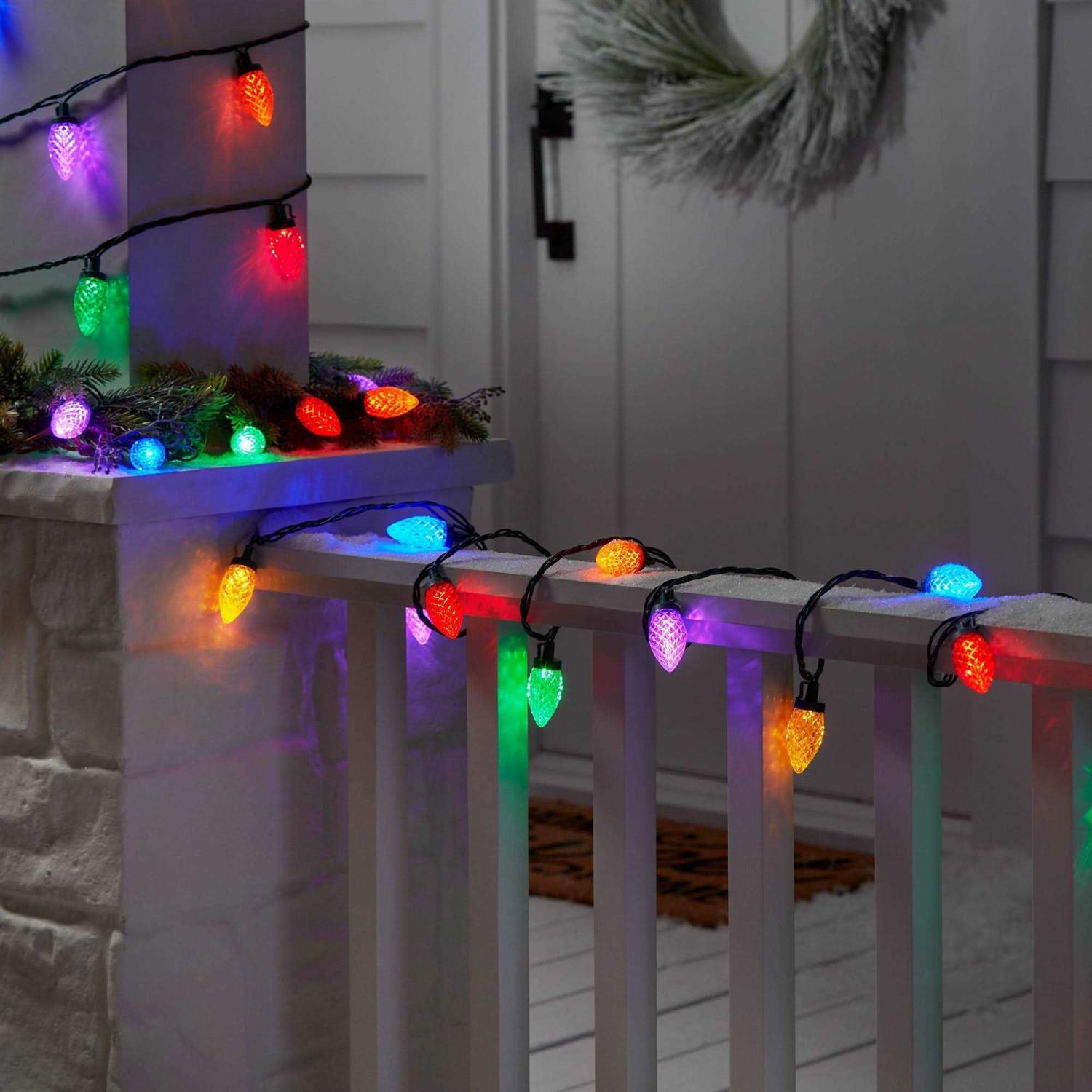 Wondershop LED C6 Faceted Christmas String Lights Green Wire