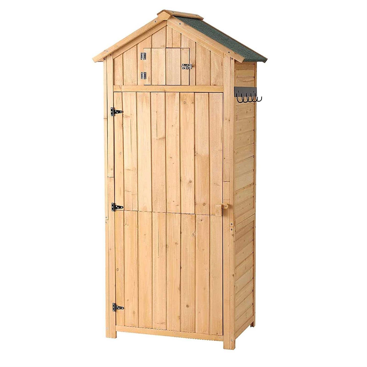 B BAIJIAWEI Outdoor Storage Shed Wood Garden Storage Cabinet Waterproof Tool Storage Cabinet with Lockable Doors for Garden