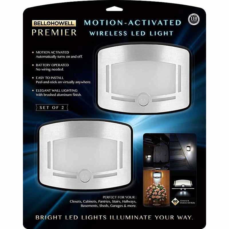 Bell+Howell Motion Sensor Wireless Light 2 Sets Motion Activated Touchless Dimming Control Stick Anywhere Closet Lights Stair Lights