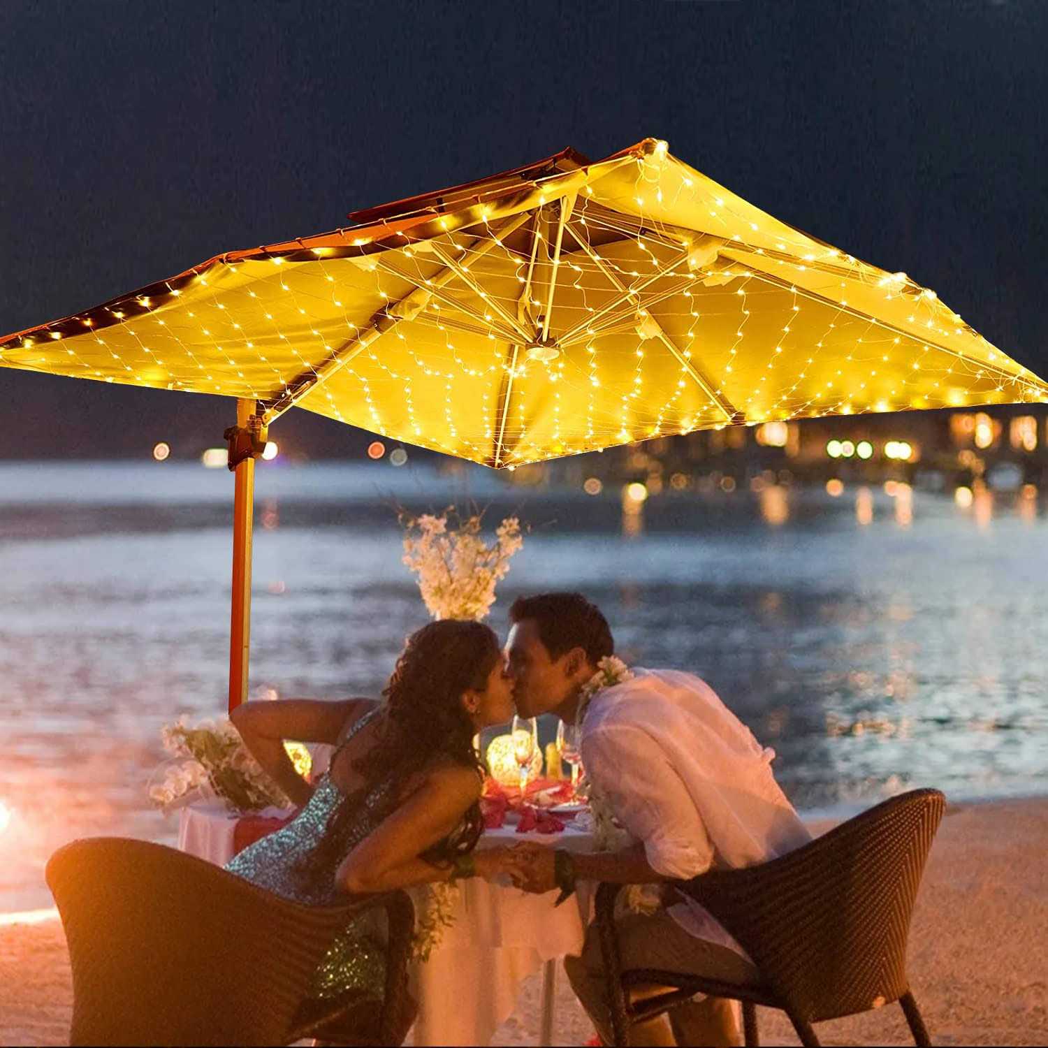 Anycosy 480 LED Gazebo Net Light 10ft x10ft Mesh Curtain Lights Outdoor Waterproof