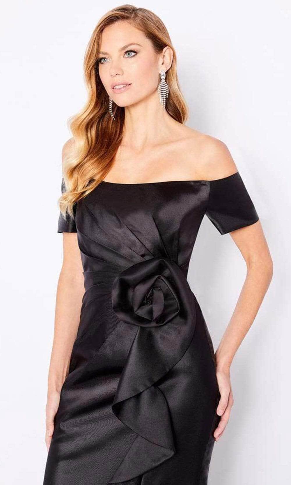 Short Sleeve Mikado Formal Gown