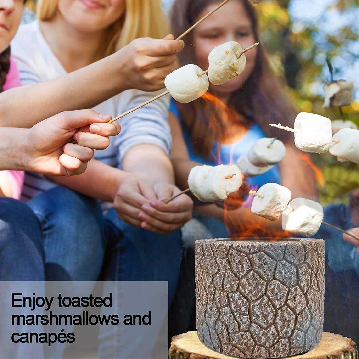 Yumpanda Tabletop Fireplace Mini Portable Concrete Fire Pit Bowl Indoor Outdoor Smores Maker Firepit