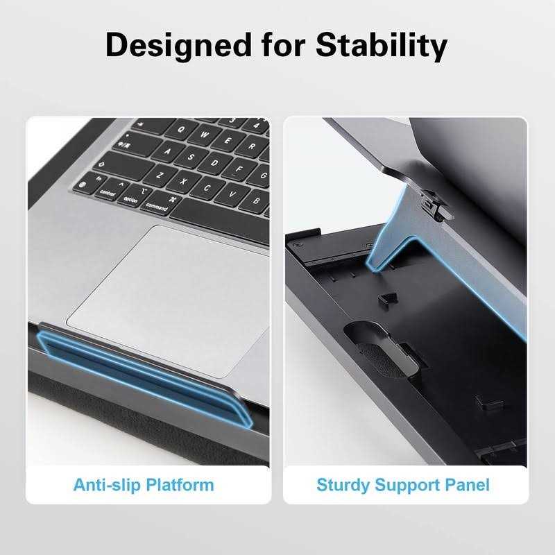 Adjustable Lap Desk with 6 Adjustable Angles Detachable Mouse Pad & Dual Cushions Laptop Stand for Car Laptop Desk