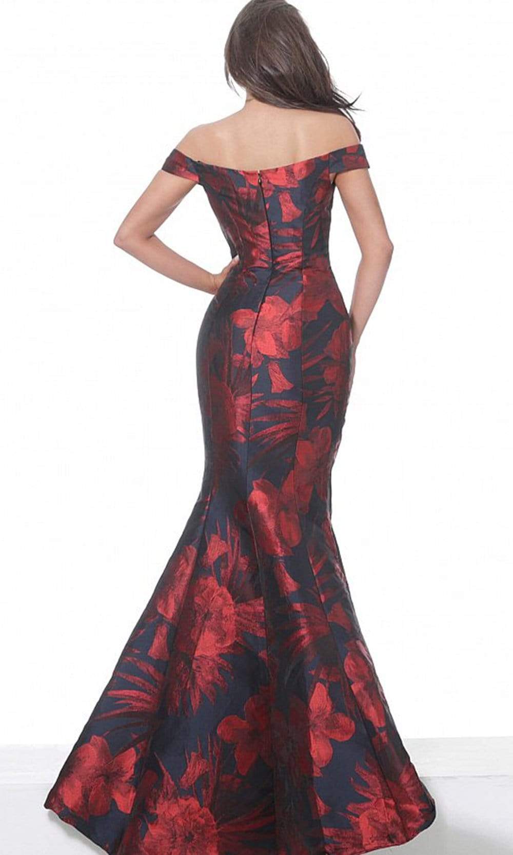 03932 Off Shoulder Floral Satin Mermaid Gown