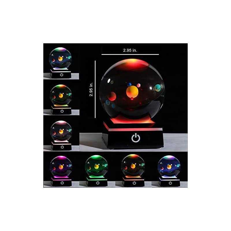 3D Crystal Ball with Solar System Model and LED lamp Base