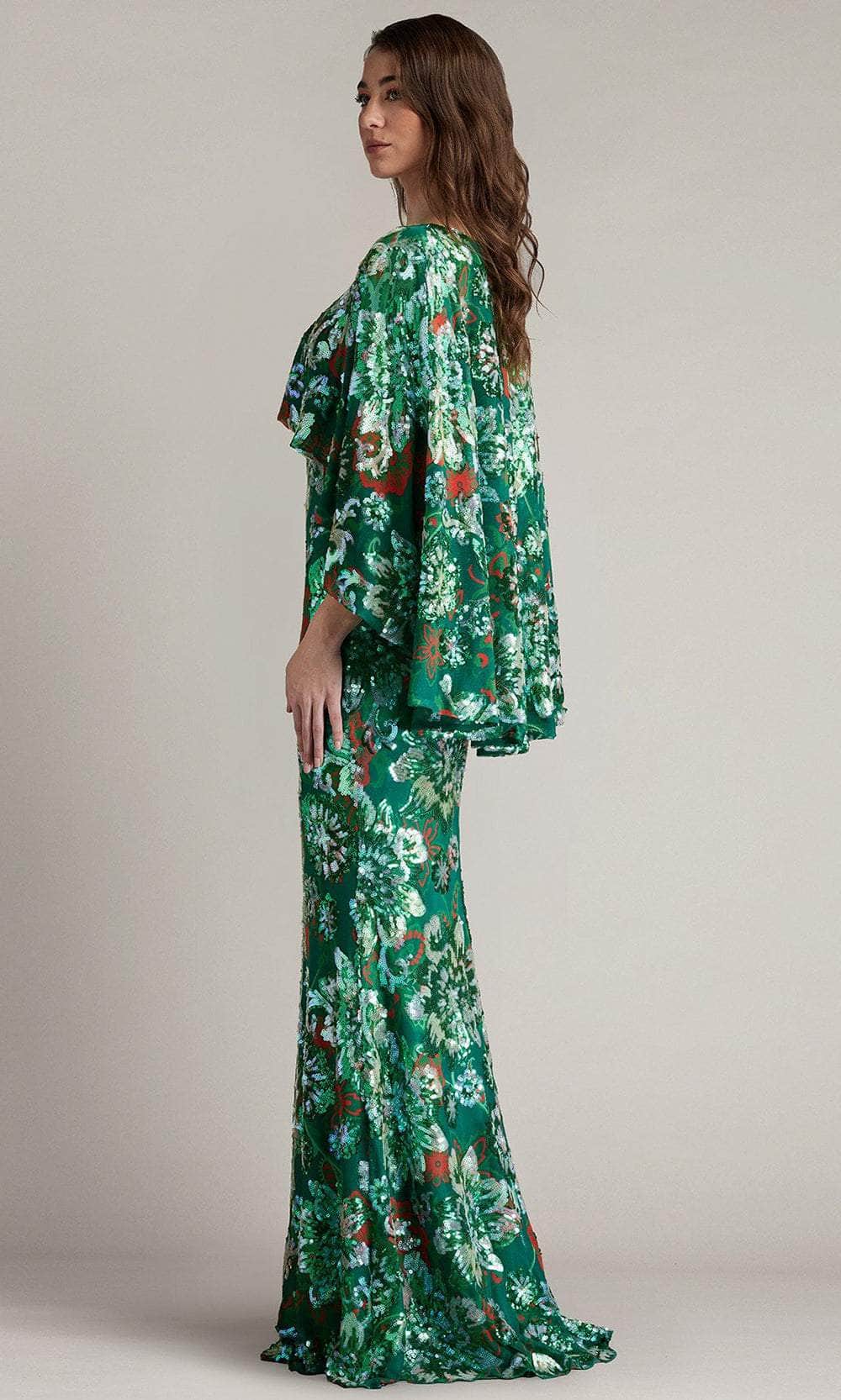 Floral Sequin Evening Gown