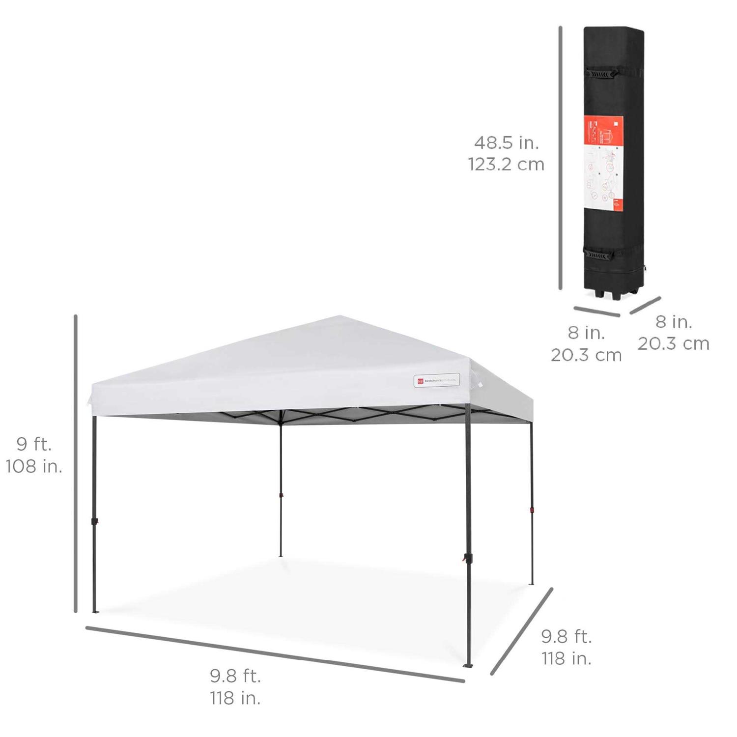 Best Choice Products 10x10ft Easy Setup Pop Up Canopy Instant Portable Tent w/ 1-Button PUSH