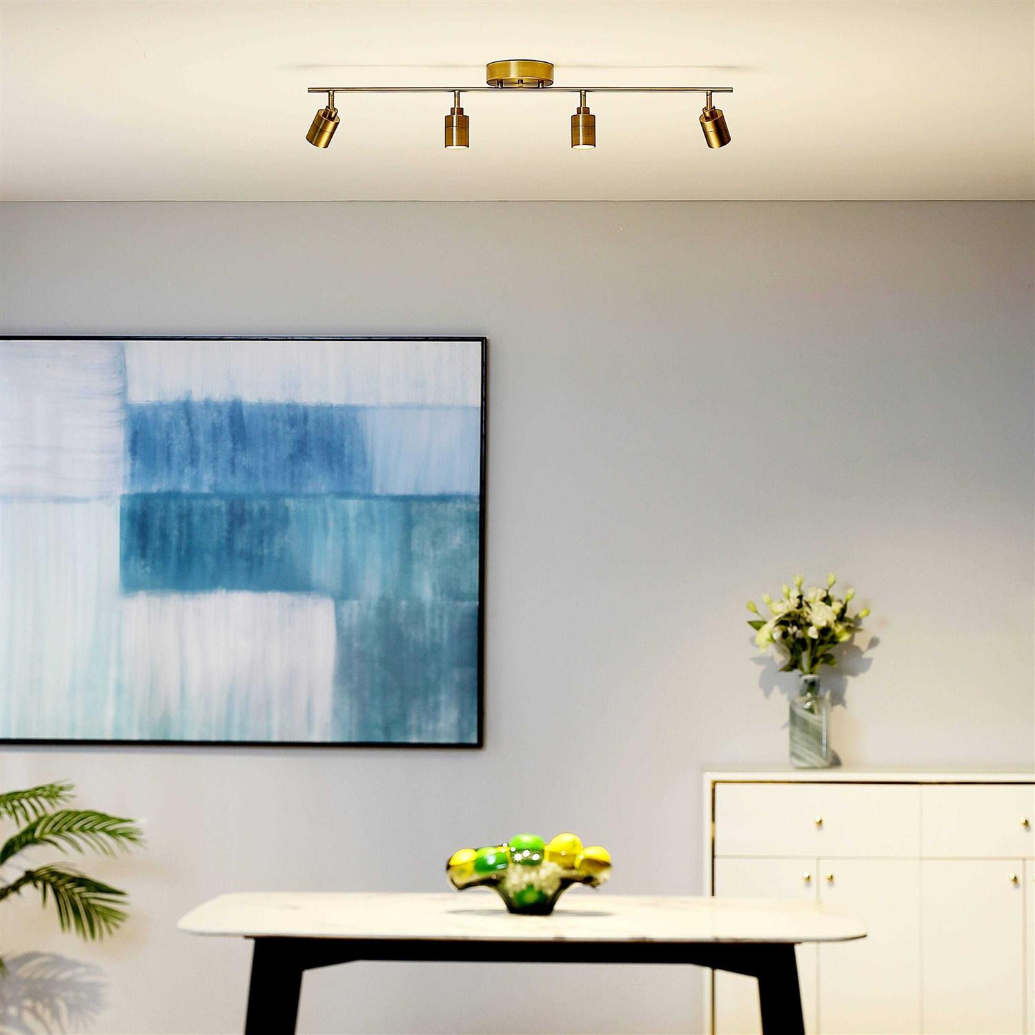 VidaLite Shura 4 ft Brushed Brass Integrated LED Fixed Track Lighting Kit 3000k