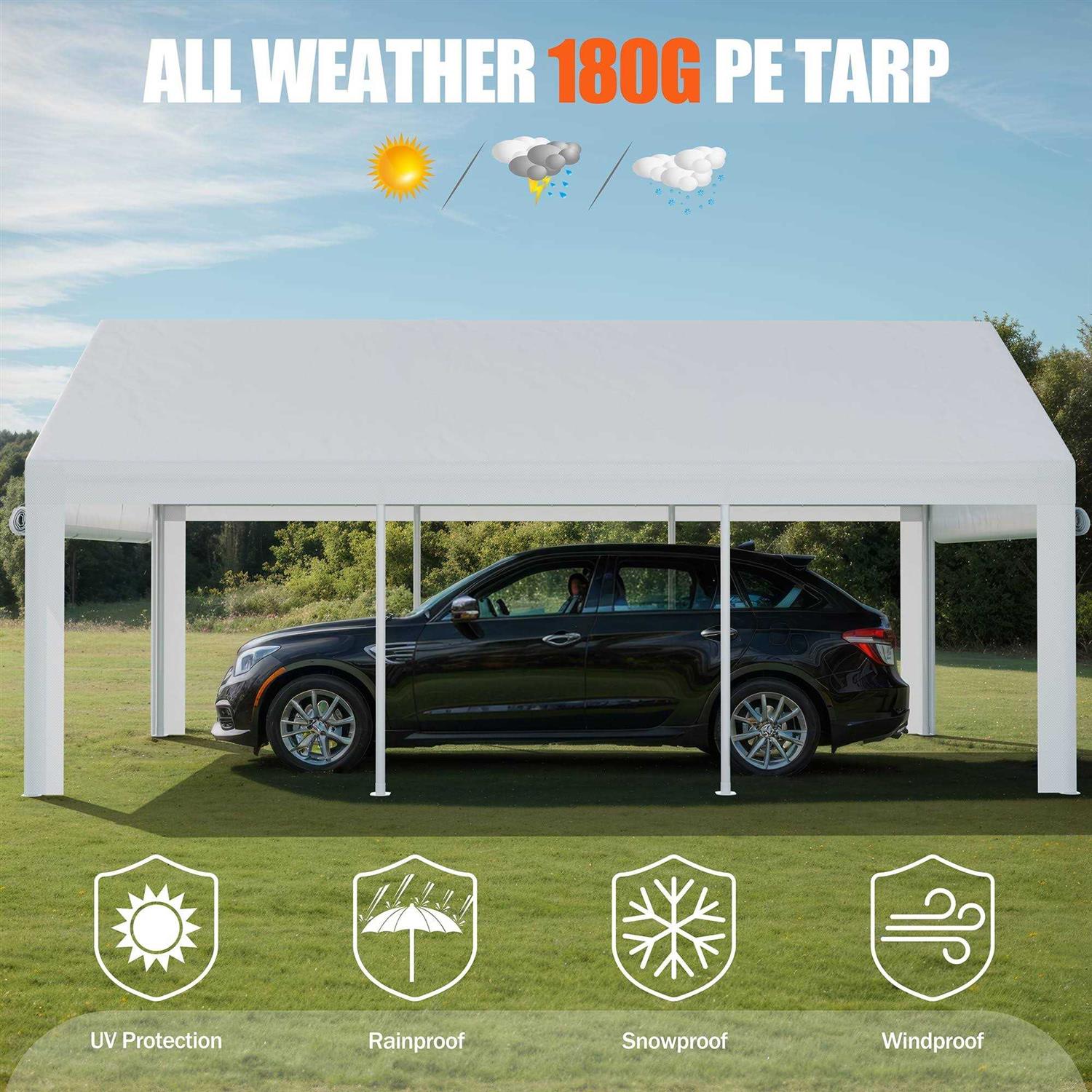 12 Ft. W x 20 Ft. D Heavy Duty Carport Portable Garage walsunny