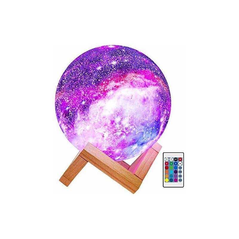 BRIGHTWORLD Moon Lamp Galaxy Lamp 5.9 inch 16 Colors Led 3D Moon Light