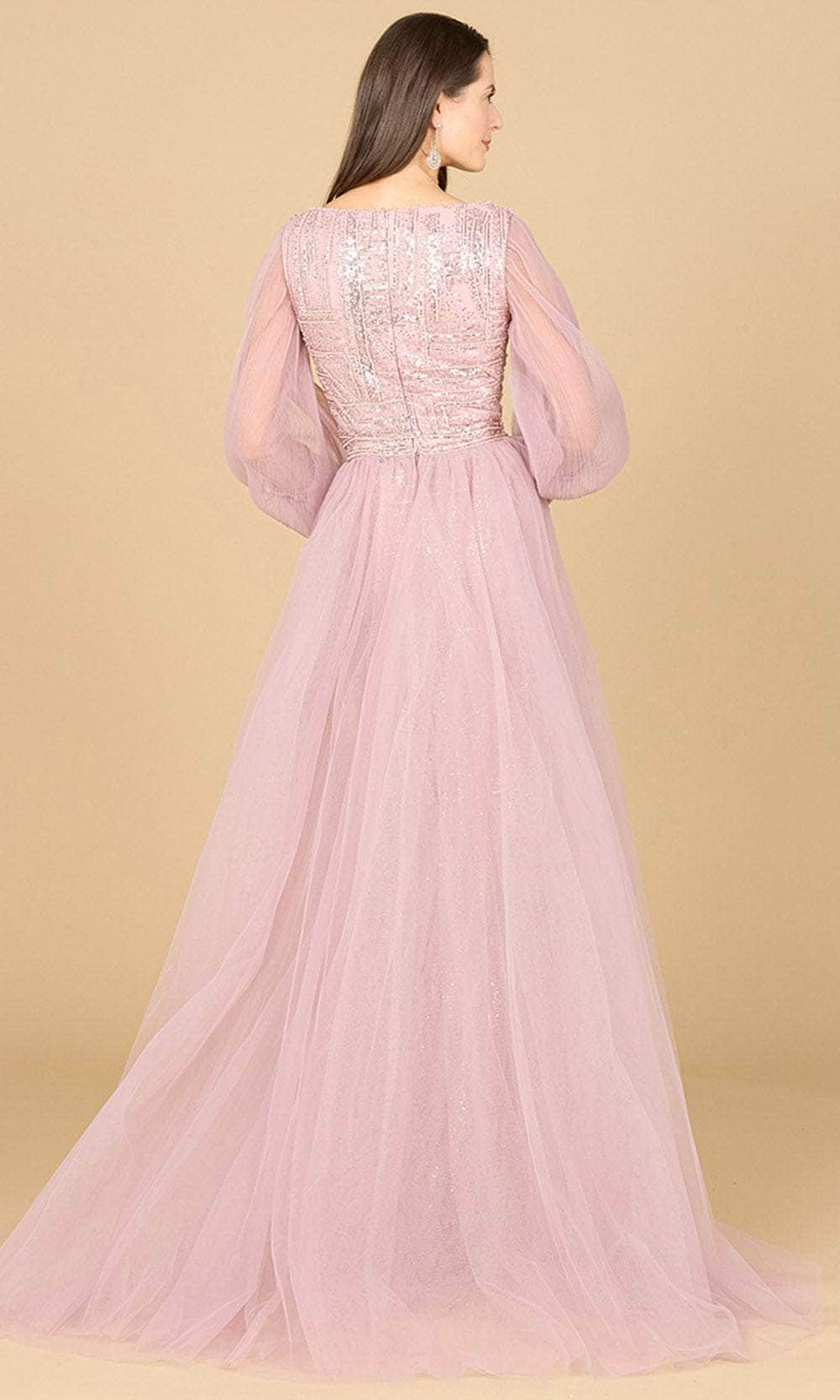 V-Neck Long Sleeve Evening Gown