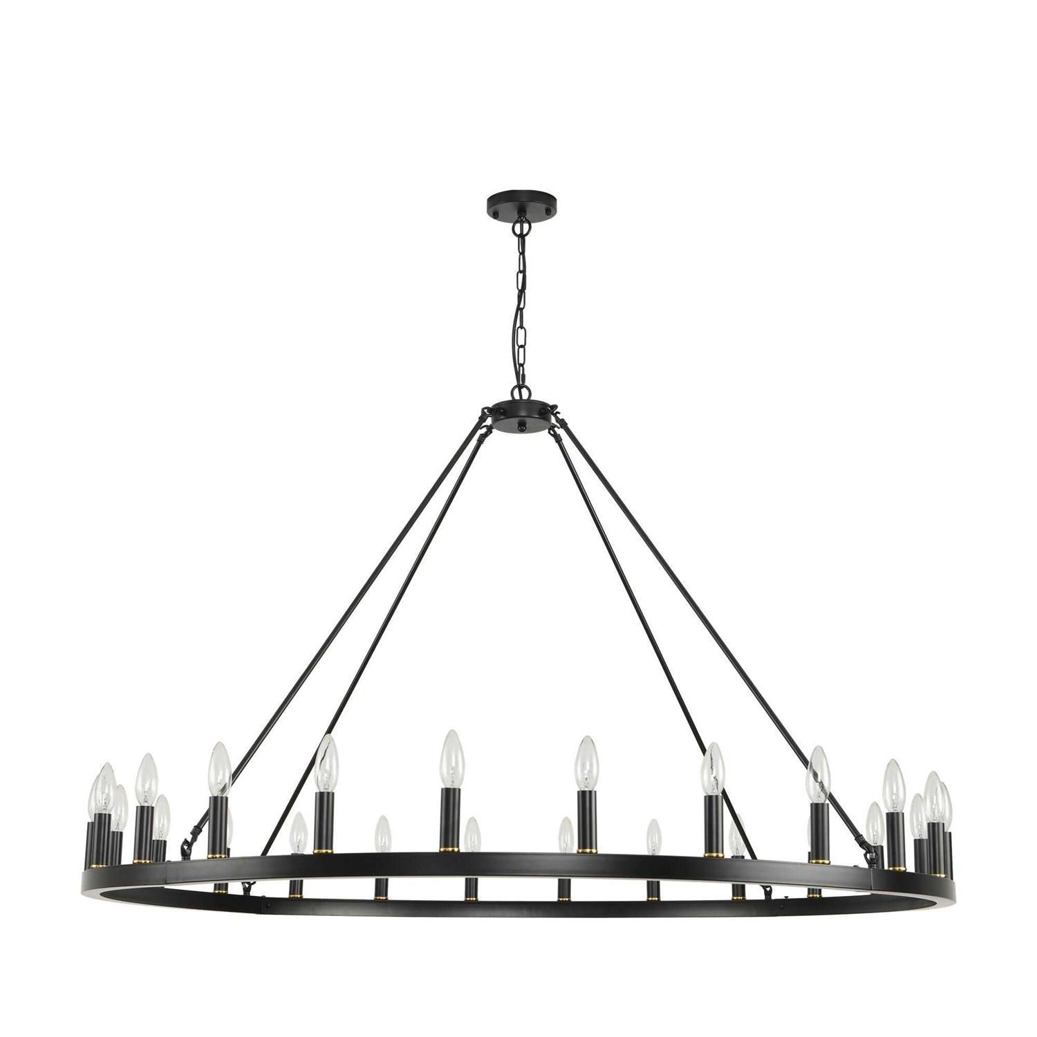 54-inch Round Wagon Wheel 24-light Chandelier