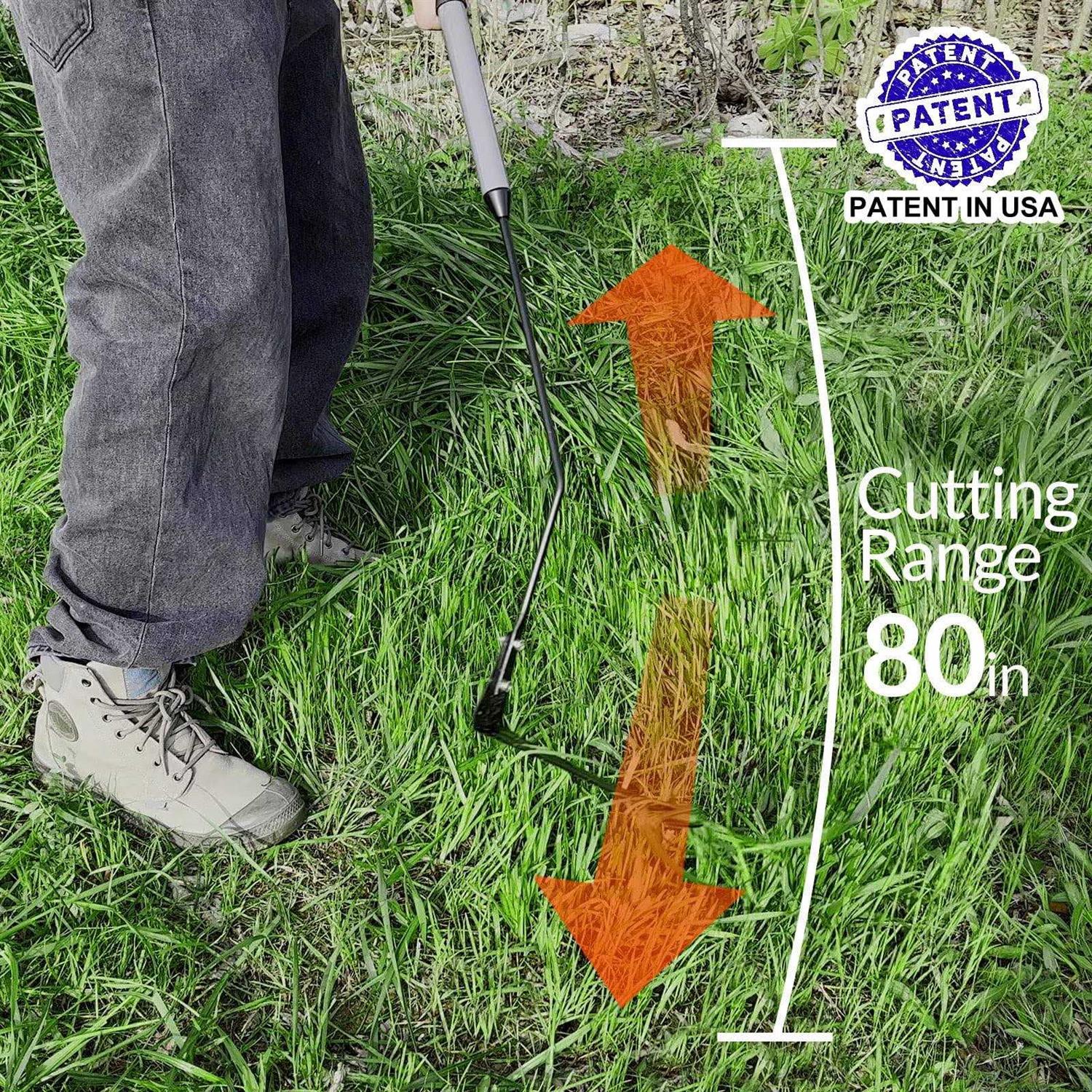 Walensee Grass Whip with Double-Edged Serrated Sharp Steel Blade Weed Grass Cutter with Soft Rubber 22-Inch Handle