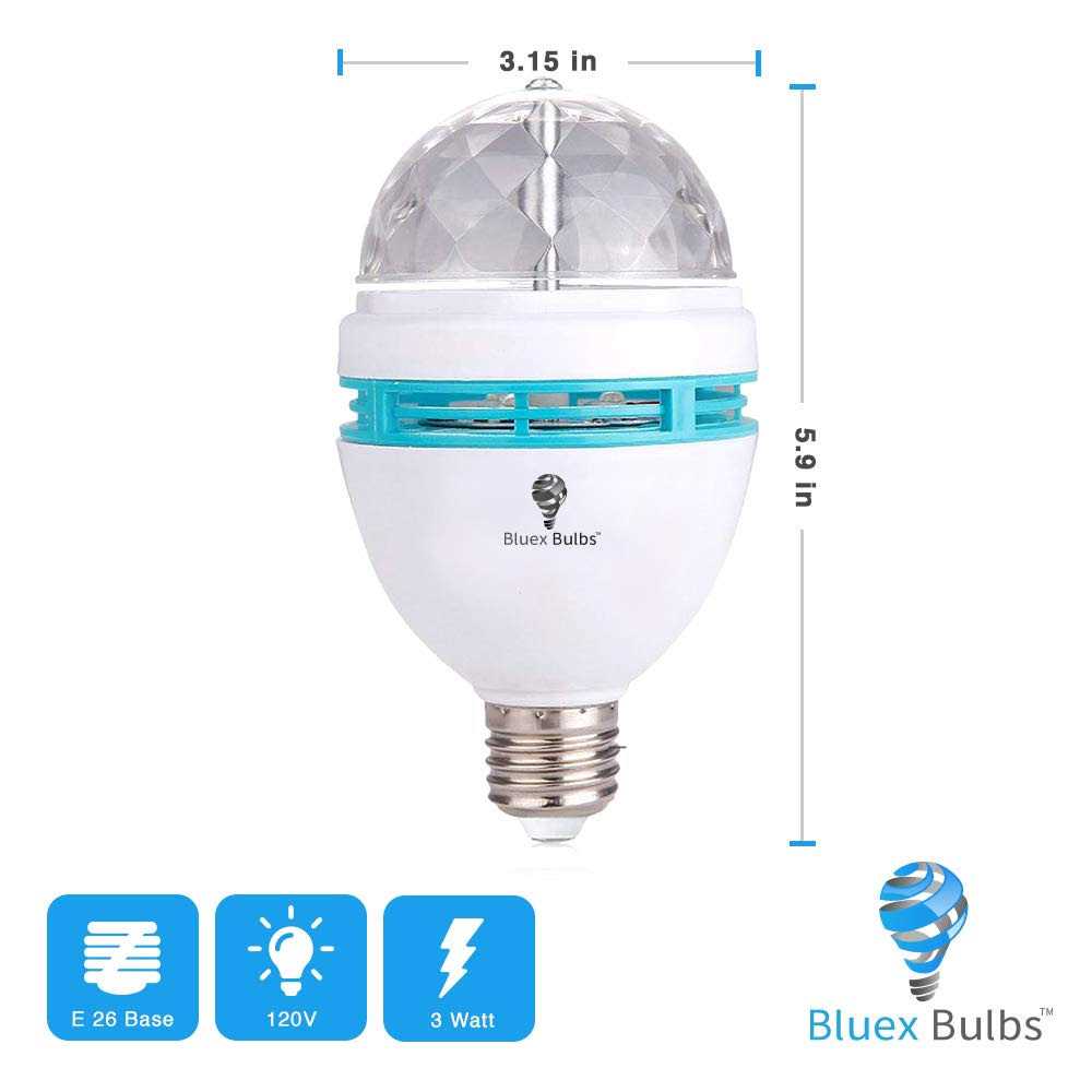 4 Pack Color Rotating Bulb E26 RGB Color Changing Party LED Bulbs Colored LED Strobe Light Bulb Multi Crystal Stage Lights For Disco